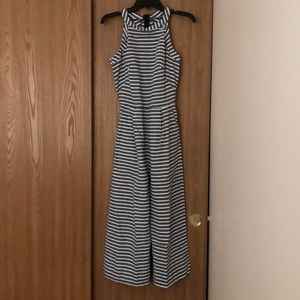 Gray and white striped jumper